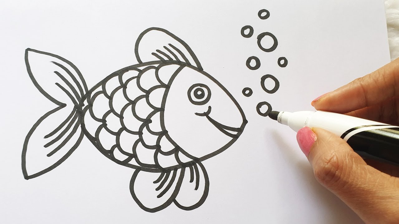 How to Draw a Fish // Easy Fish Drawing Tutorial // One Line