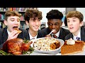 British highschoolers try thanksgiving dinner for the first time