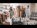 OUR STUFF IS HERE! UNPACK & ORGANIZE WITH US | Casey Holmes Vlogs