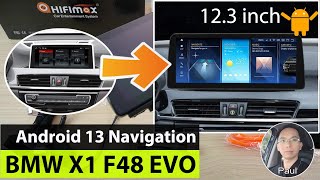 12.3'' Android 13 BMW X1 F48 2018 2019 EVO GPS navigation screen wireless Apple CarPlay Android Auto