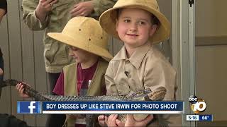 Boy dresses up like Steve Irwin for phot shoot