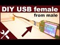 DIY USB female connector from USB male connector, make your own in 10 minutes from an old USB cable