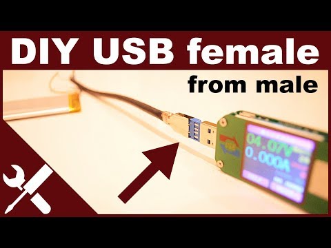 DIY USB female connector from USB male connector, make your own in 10 minutes from an old USB cable