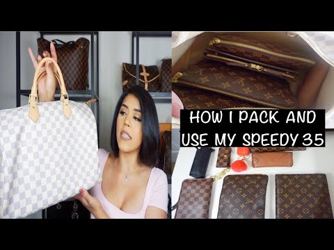 SPEEDY 35 BANDOULIÈRE DAMIER EBENE REVIEW  How to Pack Speedy 35  Bandoulière for an Overnight Stay 