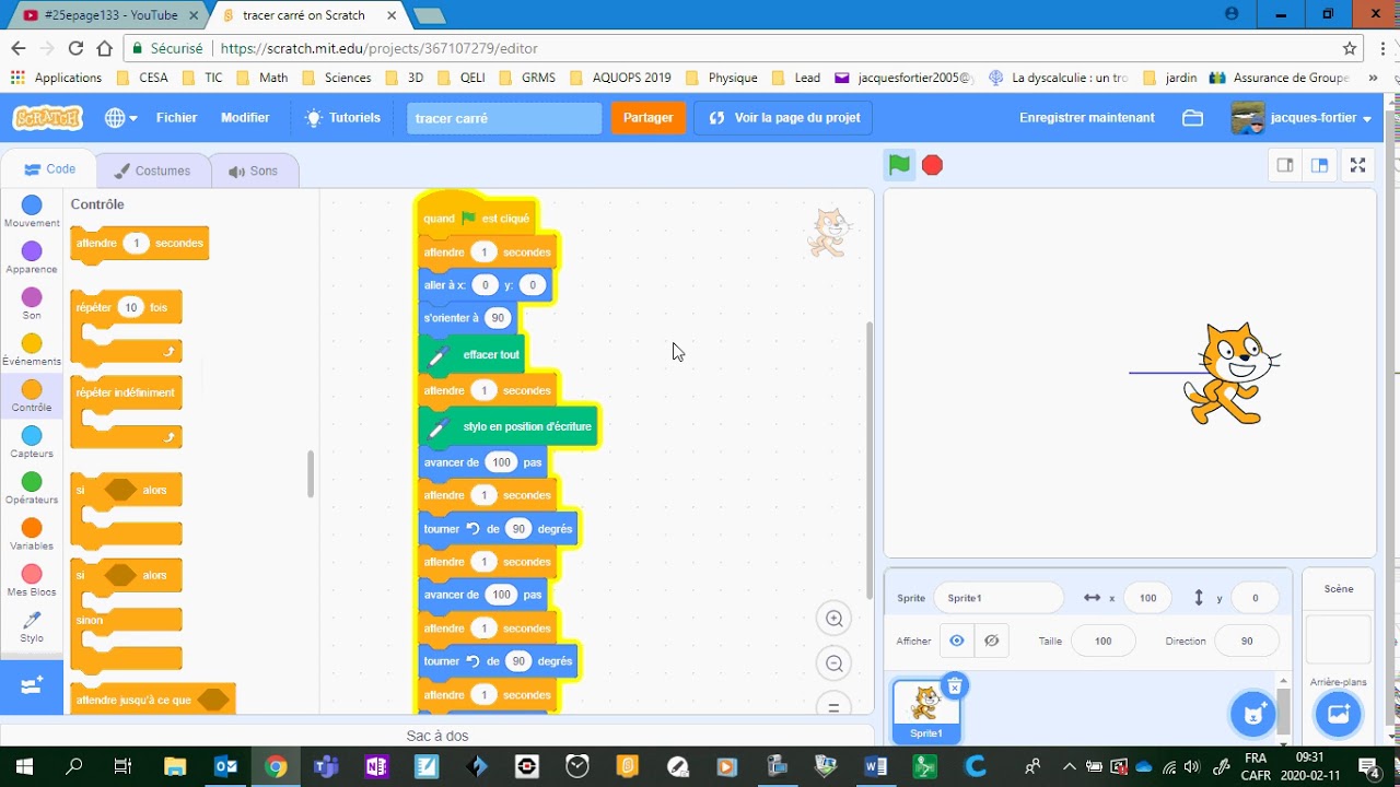 Tracer un carré - YouTube