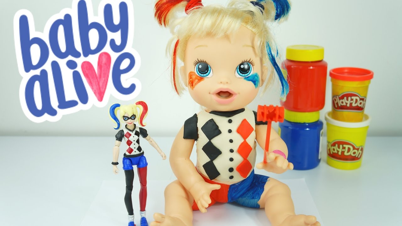 BABY ALIVE MINHA BONECA BIA FANTASIADA DE ARLEQUINA SUPERHERO GIRLS 