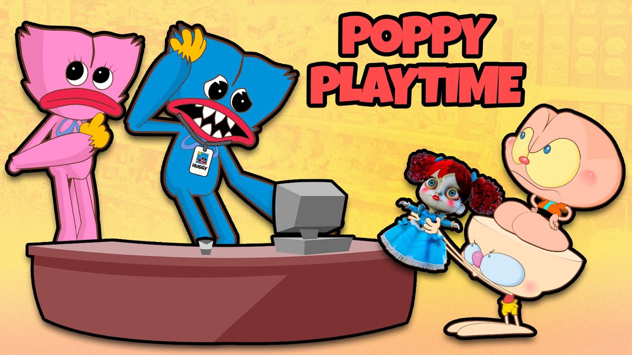 Mongo e Drongo em Poppy Playtime contra Huggy Wuggy e Missy Kissy. Poppy Playtime em desenho animado