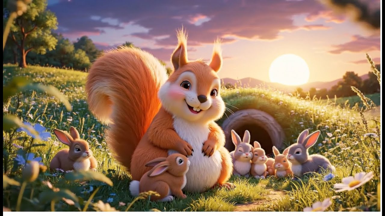 Little Squirrel Meets a Bunny Family 🐿️🐰 | Cute Forest Friends Adventure | Kids Cartoon
