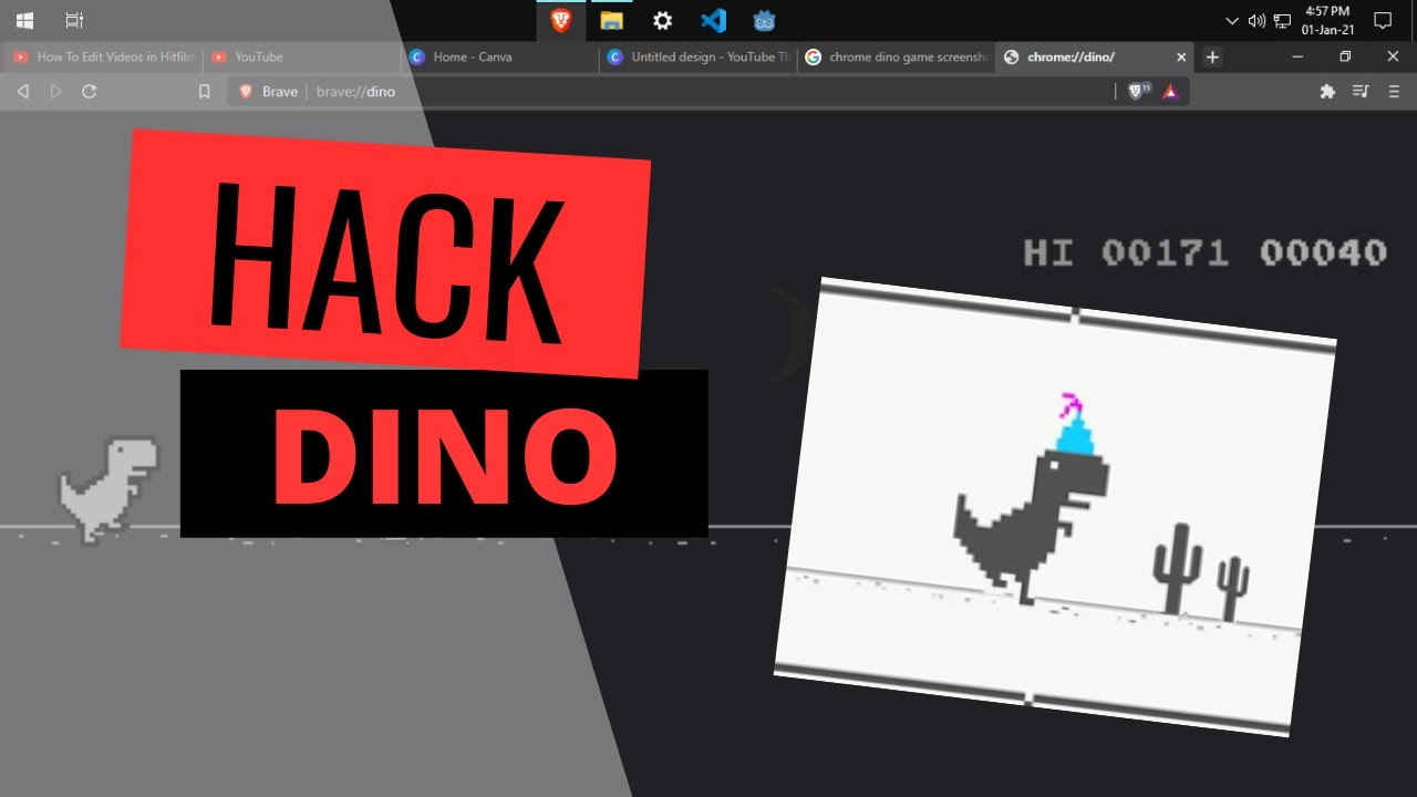 Chrome Dinosaur Game Hacks (Invincible, Super Speed, No Cacti