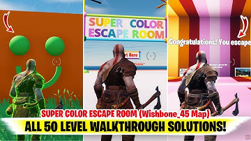 SUPER COLOR ESCAPE ROOM Fortnite (All 50 Level Solutions) | Wishbone Fortnite Super Color Escape