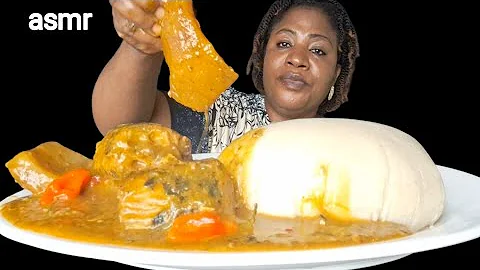 African food mukbang/ fufu with ogbono soup, Nigerin food ASMR