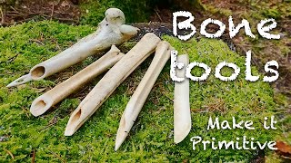 Bone tools 2: Primitive bone knife, chisel & awl, antler pressure flaker 🦴