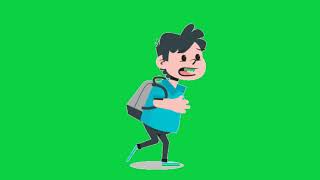 Running School Child Animated Green Screen Videos