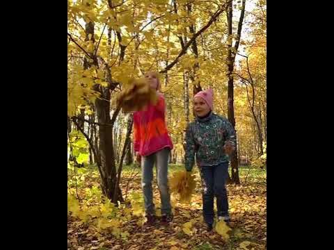 Листья в лицо Очень смешно Малышу прилетело Веселая осень Хаха Осенние ...