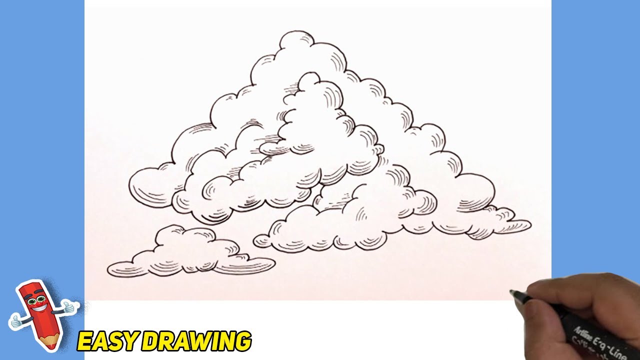 How to Draw a Cloud Easy | Cloud Step By Step Line Drawings | Cloud ...