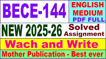 BECE 144 solved assignment 2025-26 in English || bece 144 solved assignment 2026 || ignou bece144