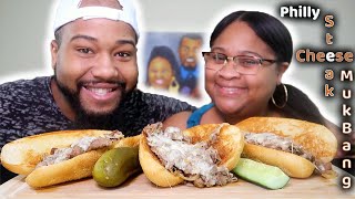 Steak & cheese subs mukbang! husband wife