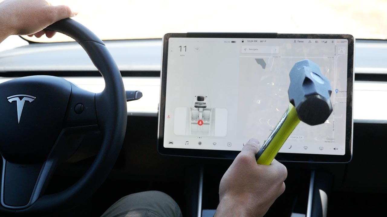 ⁣What Happens If You Smash Tesla Model 3 Screen While Driving?