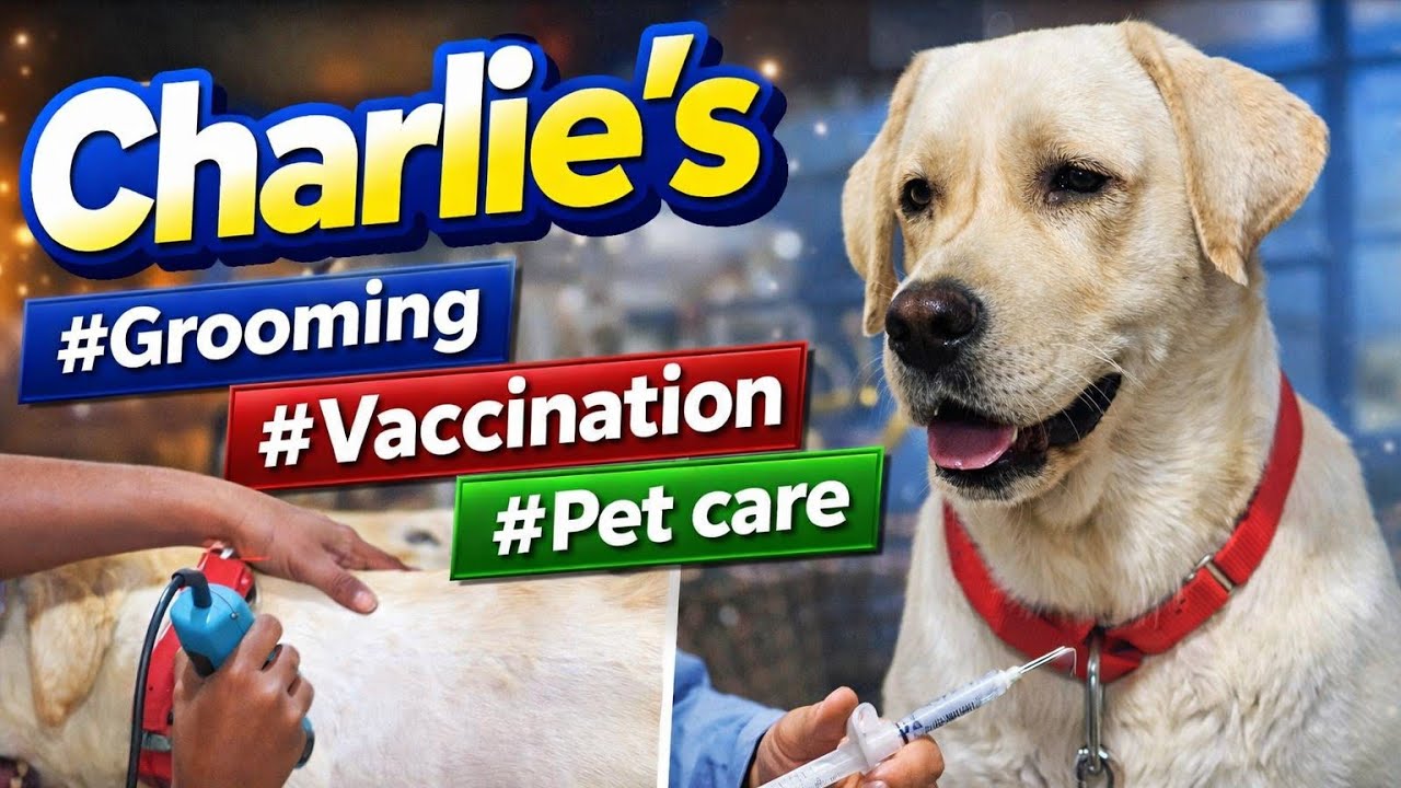 Charlie's Grooming Vlog || Pet Care , Vaccination || Fun With Charlie || AnilAb Travelog 