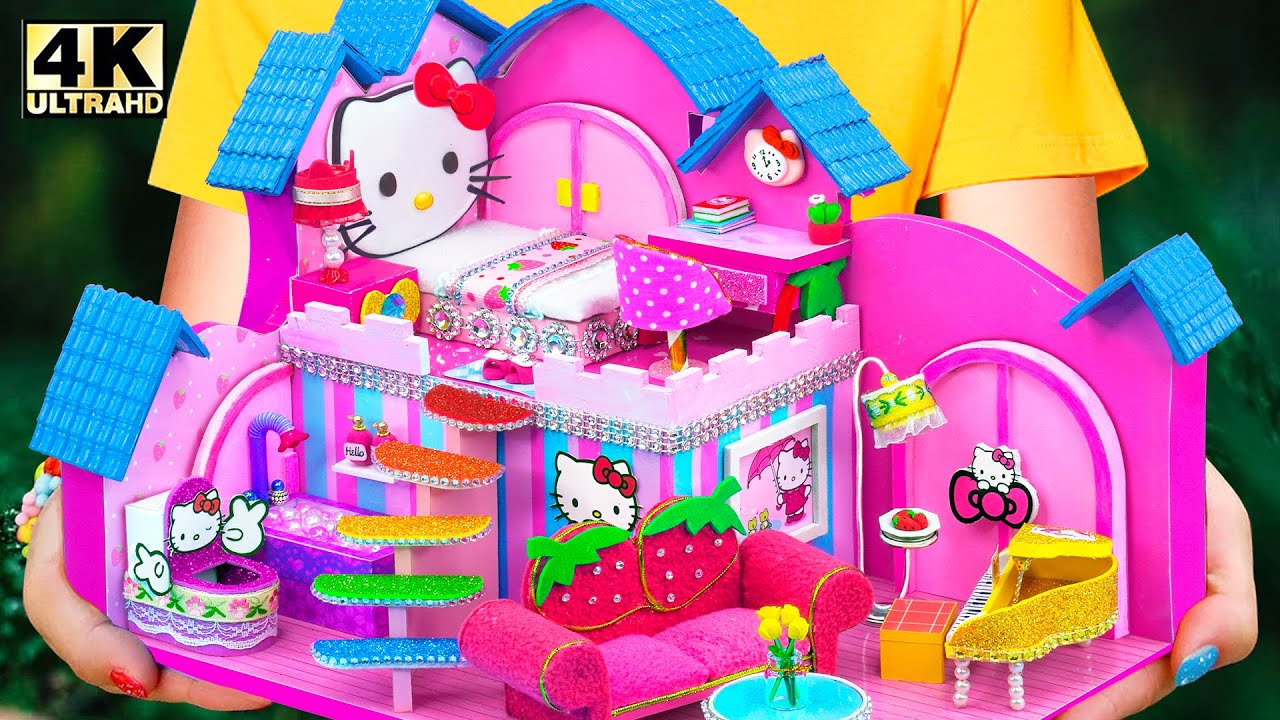(Wonderful) Build Small Pink Hello Kitty Castle From Cardboard For My