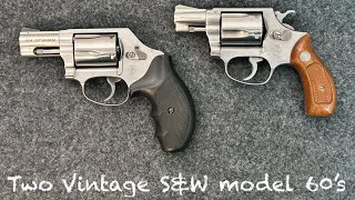 Two different vintage Smith & Wesson Model 60 revolvers. 60 no dash .38 special & 60-14 .357 magnum