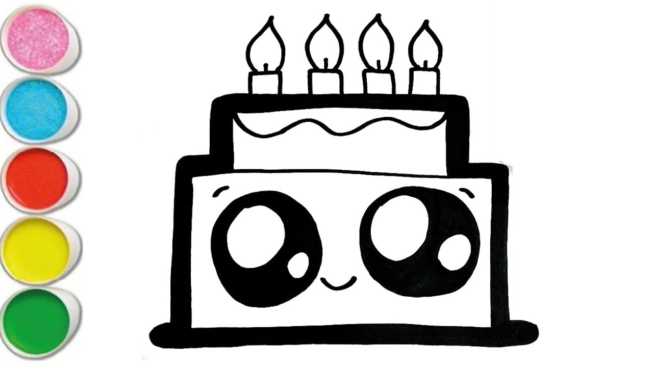 How To Draw Cute Birthday CakeCute Birthday Cake Drawing Painting And Coloring For Kids And