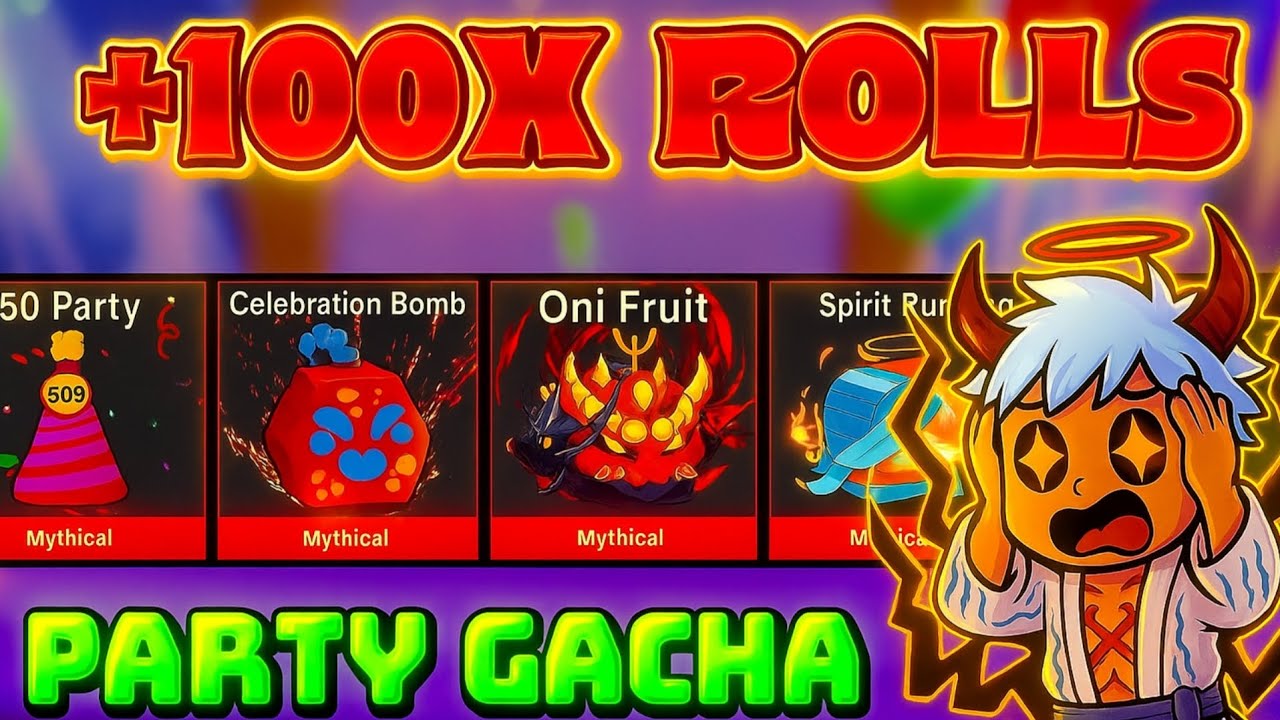 Rolling +100 Party Fruits To Get All Celebration Skins In Blox Fruits ...