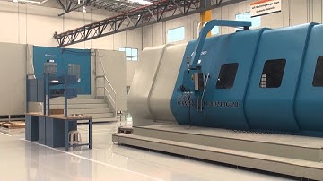 Johnford LC 80240G2D Flat Bed Lathe and BMC-130 Boring Mill Installed for Large Part Turning