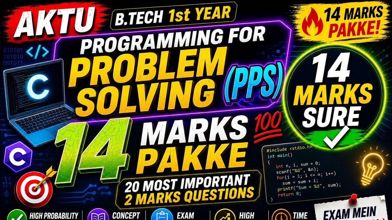 AKTU PPS 2 marks  Important Questions 🔥 | 14 Marks Pakke ✅ | Top 20 Questions | B.Tech 1st Yea