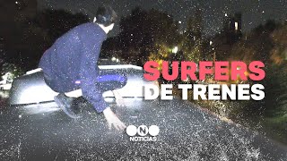 SURFEAN en LOS TECHOS DE LOS TRENES Y DESAFÍAN A LA MUERTE - Telefe Noticias