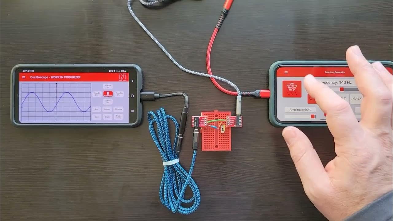 iPhone Function Generator to Android Oscilloscope using the Husker