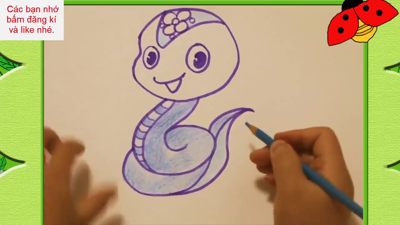 Bé tập vẽ và tô màu con rắn - YouTube