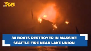 Seattle boat fire: 30 boats destroyed in massive fire near Ship Canal Bridge