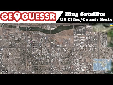 GeoGuessr- Bing স্যাটেলাইট (100k+ মার্কিন শহর/কাউন্টি আসন)