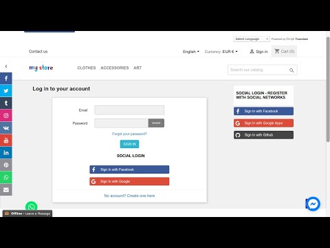 PrestaShop configure social