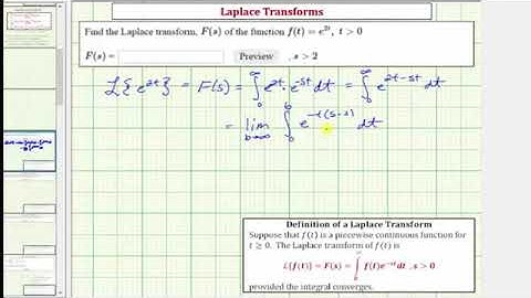 03   Ex  Find the LaPlace Transform of ft=e^2t Using Definition