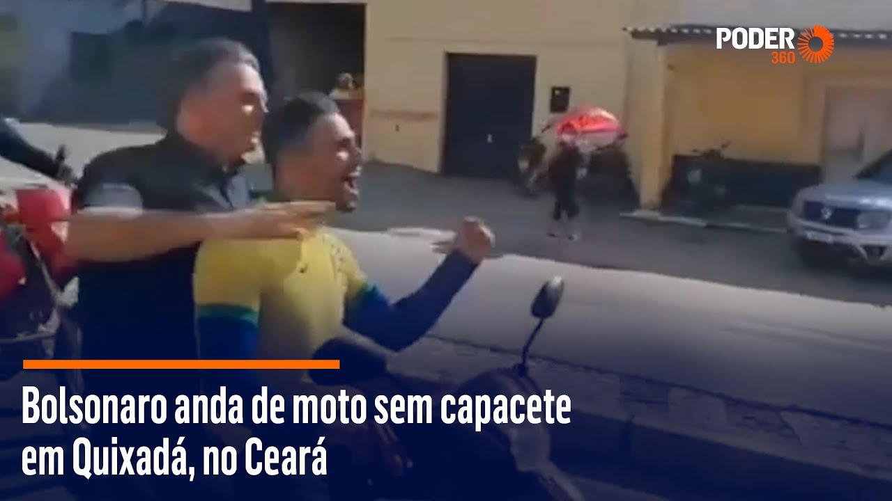 Bolsonaro anda de moto sem capacete em Quixadá, no Ceará