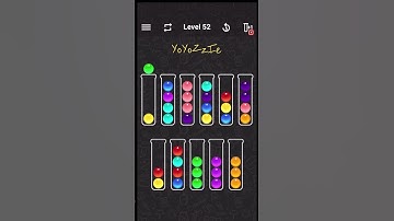 Ball Sort Color Water Puzzle Level 52 Walkthrough 🧪🔴🟡🟣, #shorts