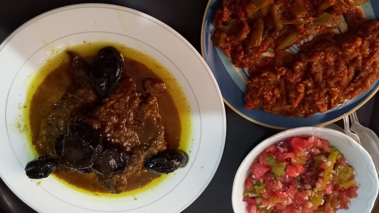 طاجين اللحم بالبرقوق مدغمر 👌 بطريقة سهلة مع شلاضة مرافقة يا سلام 😋