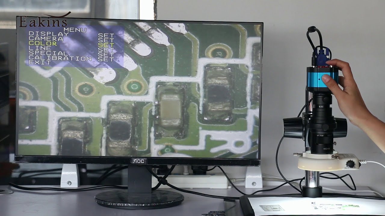 2.0MP 1080P 2 in 1 Industrial Lab AV TV VGA Digital Electronic Video Microscope C Mount Camera