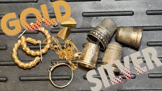 $1 14k GOLD Earrings: Last Garage Sale :( , Silver Thimbles, and Sapphires!