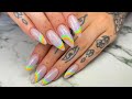 HOW TO: Acrylic Nails Tutorial | Colorful Line Nail Art
