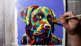 Colorful Dog Portrait / Acrylic / Pop Art / Labrador Retriever Painting