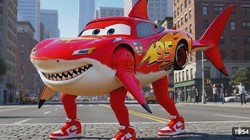 Lightning McQueen Turned Into a SHARK! 🦈
