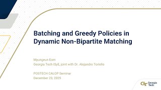 [eat & LEARN Seminar] Asymptotic Analysis of Simple Policies in Dynamic Matching (Myungeun Eom)
