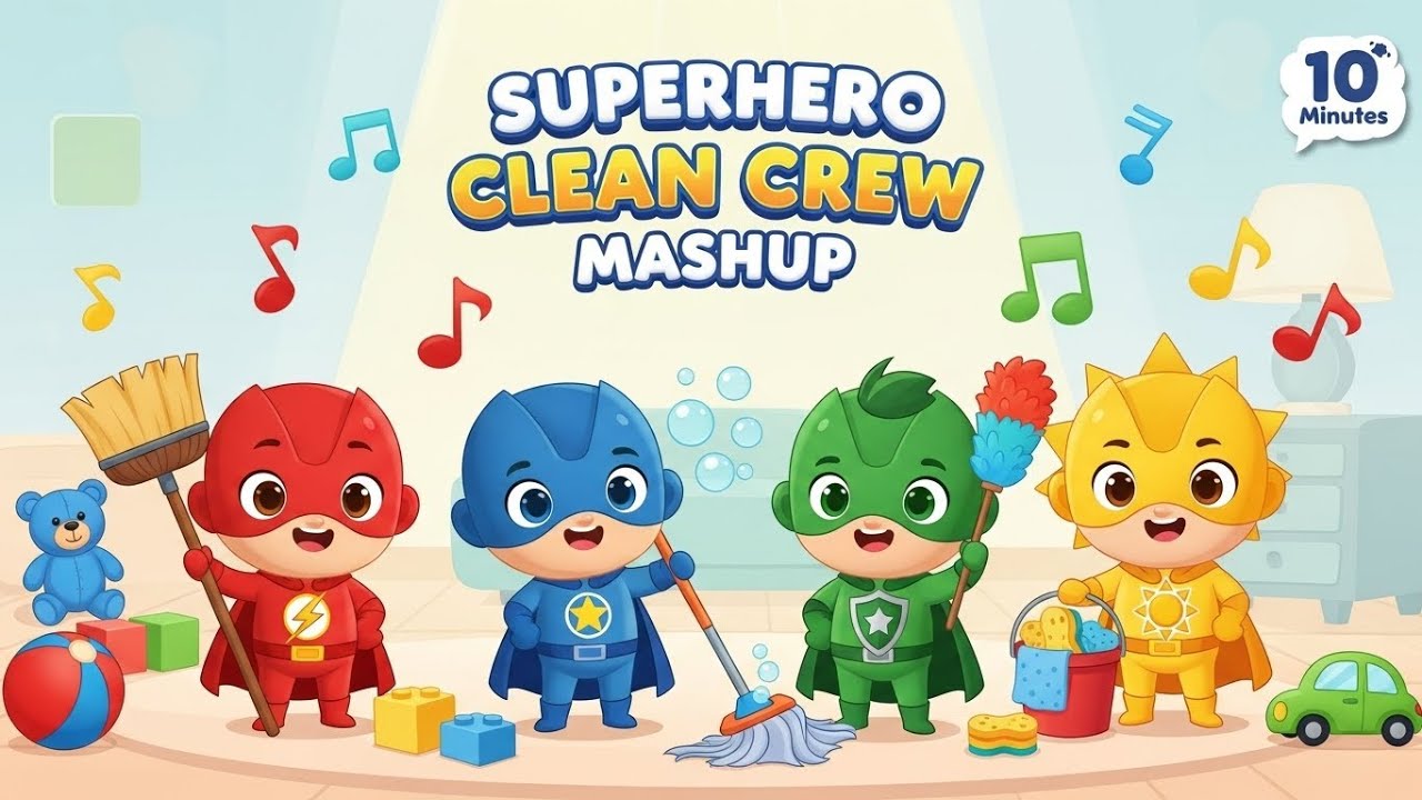 Попурри из песен о супергероях-уборщиках | Веселая песенка про уборку и музыку для детей | Песенк...