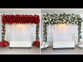 Diy -Boxwood Hedge panels Backdrop Diy -Dollar Tree Red Carnations  backdrop
