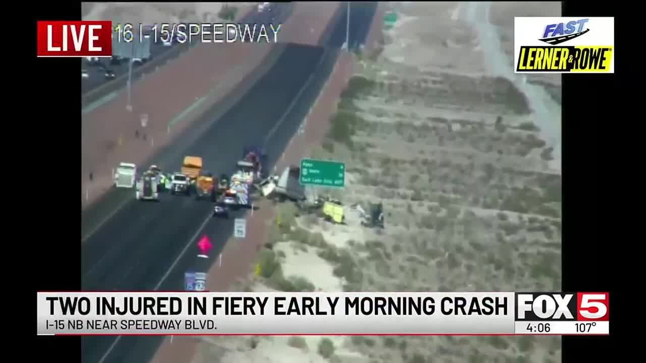 Fiery crash closes I-15 near Speedway Boulevard in Las Vegas for ...