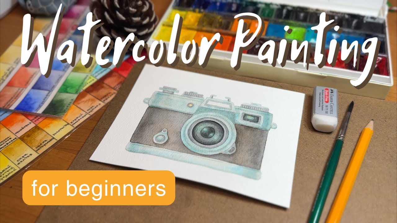 Photo Camera in Watercolor | Simple Watercolor Painting for Beginners ...