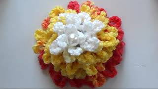 Как связать объемный цветок - тунисский крючок для начинающих - How to crochet flower